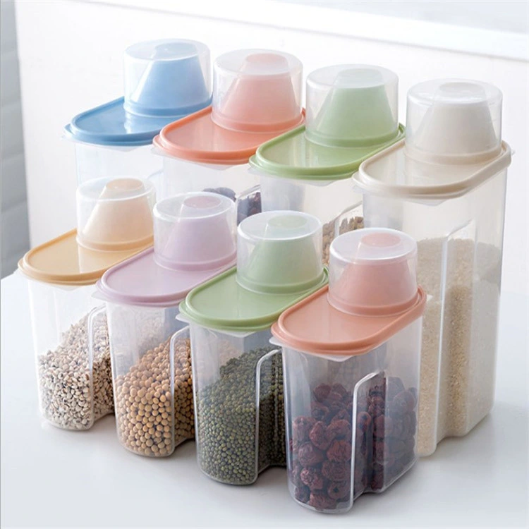 Easy Pour Design with Airtight Lids Rice Cereal Container Food Storage Container Lunch Box with Measuring Cup Food Plastic Modern