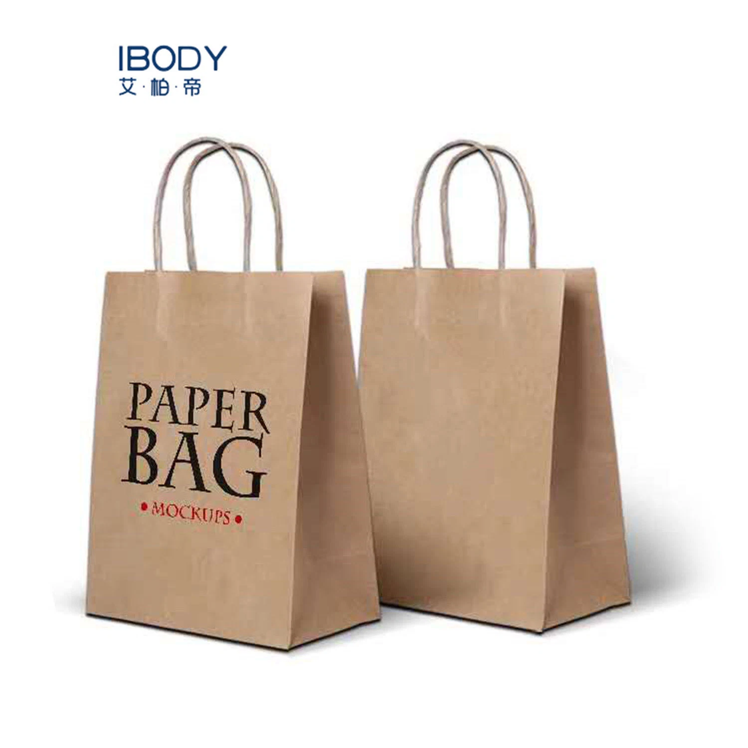 Bedrucktes Papier Flachgriff Snack Food Verpackung Stand Up Kraft Papiertasche Papiertaschen mit Logos