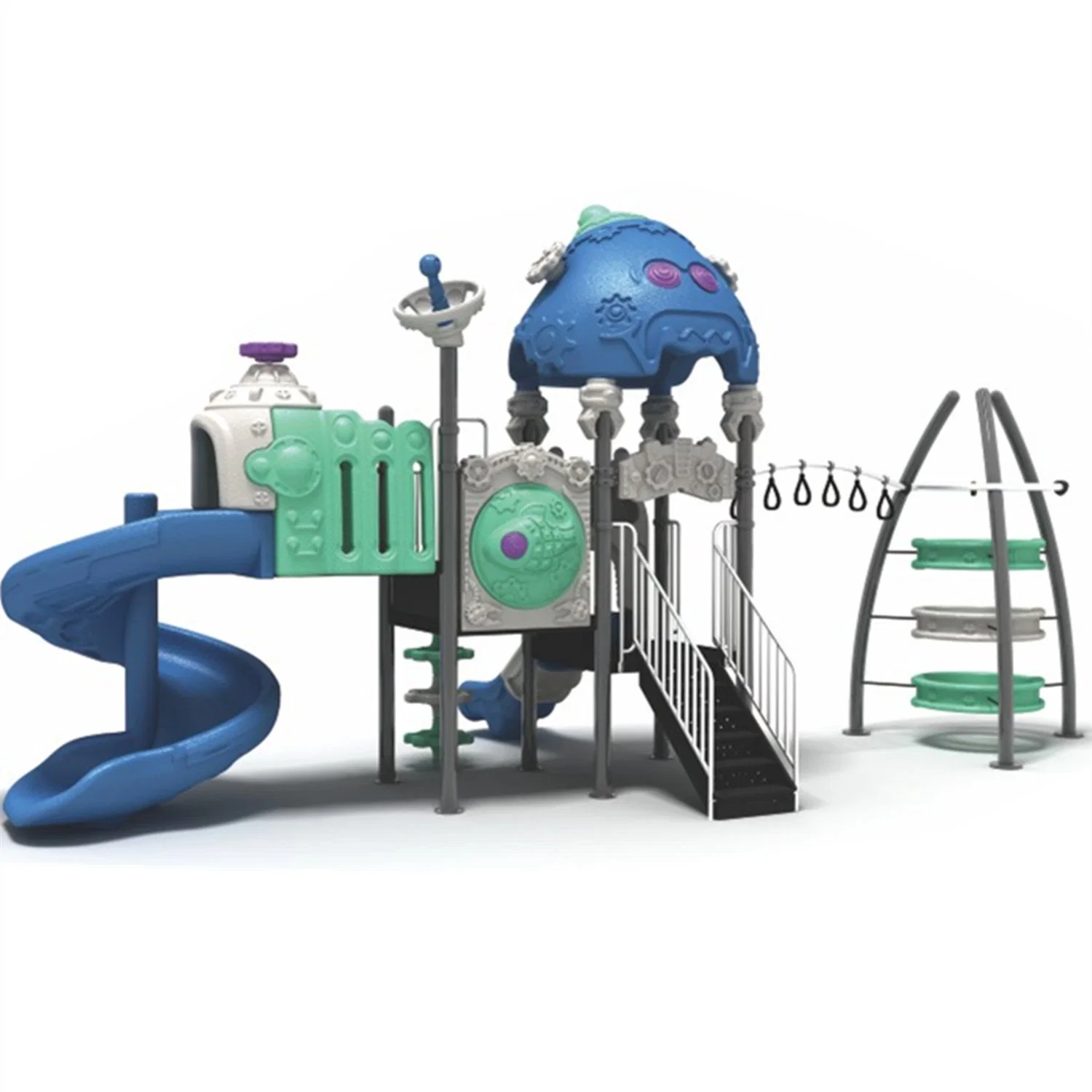 Outdoor Playground Equipment Kids Plastic Slide Environmental Protection Material