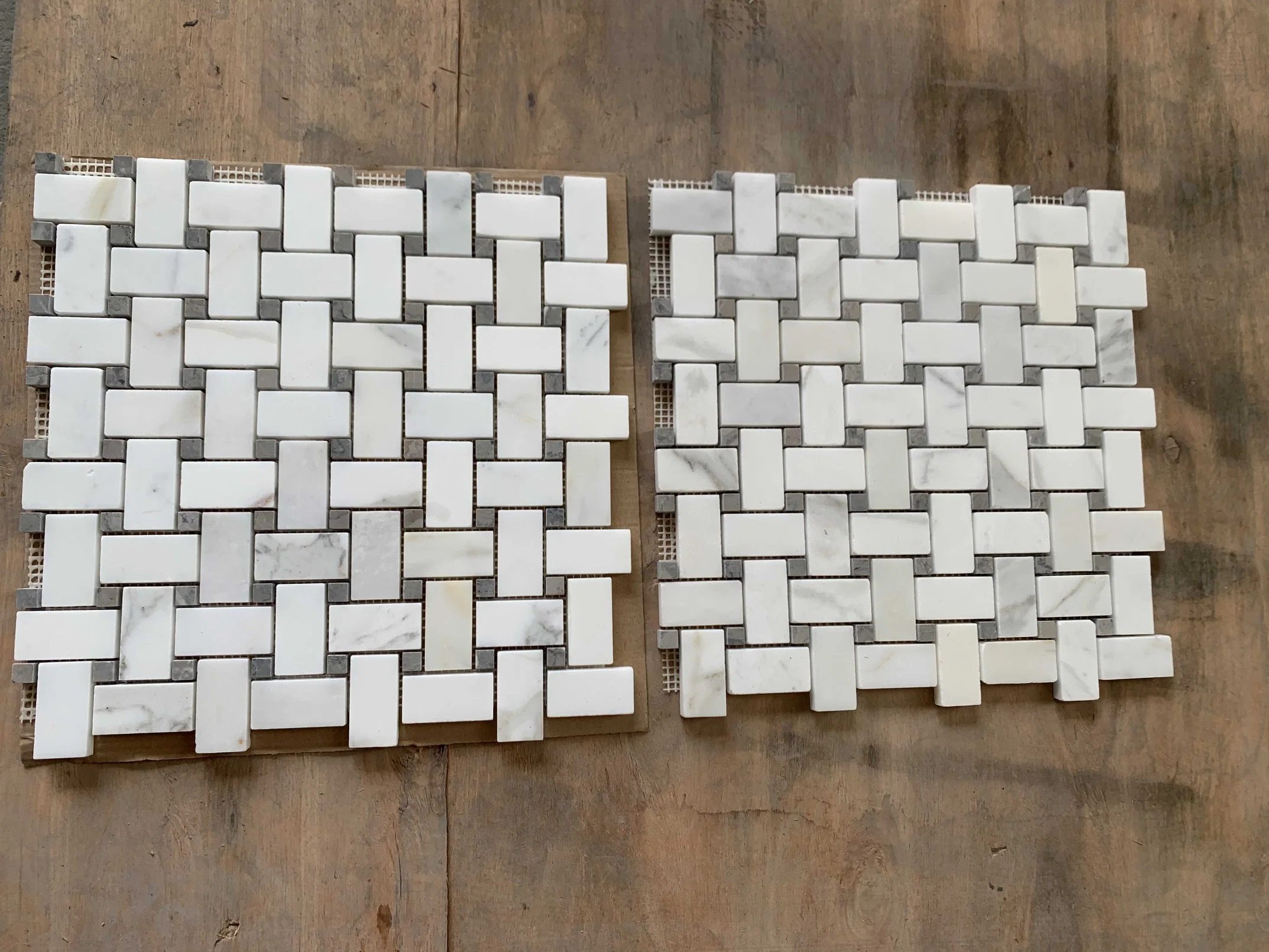 12" X 12" White Marble Basketweave Mosaic Wall & Floor Tile