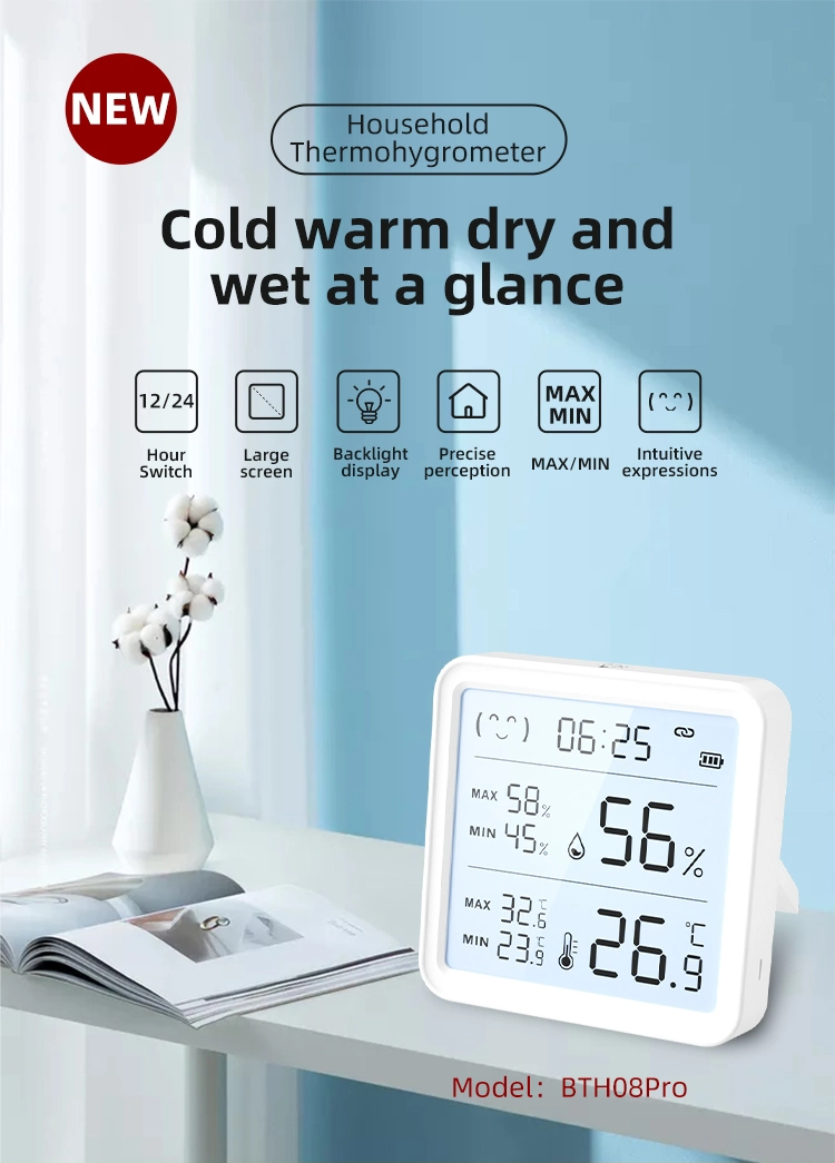 Minco Home Large Screen Smart Tuya WiFi Temperature Humidity Sensor with Backlight