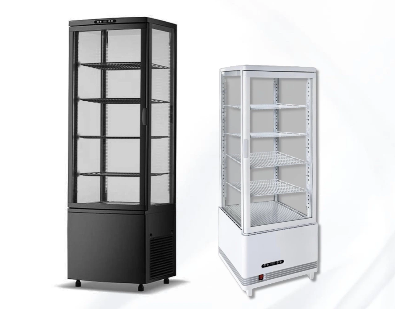 Barra comercial uso Mini cuatro lados vidrio bebidas pantalla vertical Refrigerador 98L SC-98C