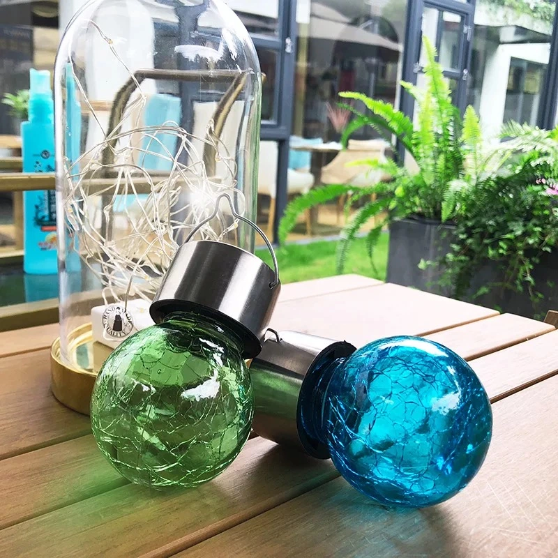 Hanging Solar Lights Outdoors Decorative Cracked Glass Ball Lights Waterproof Solar Lanterns Lamps