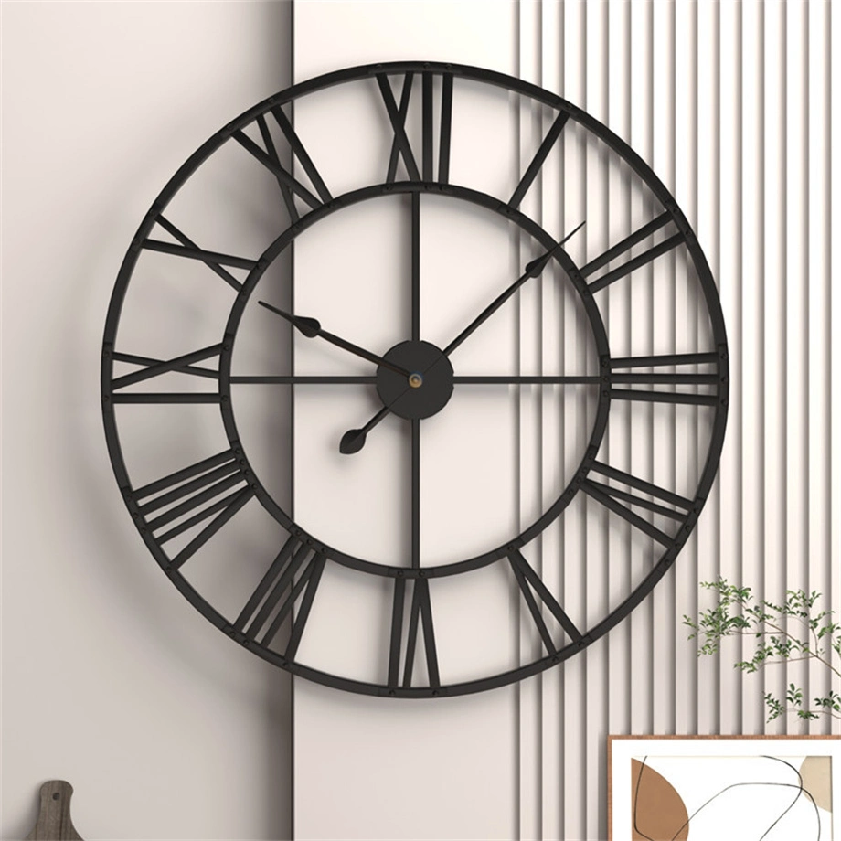 Cross-Border Home Vintage Living Room Wrought Iron Digital Scale Wall Clock