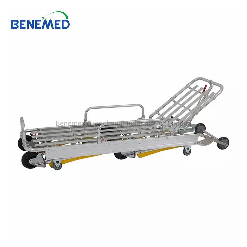 Medical Hospital Adjustable Aluminum Alloy Folding Emergency Ambulance Stretcher with IV Pole