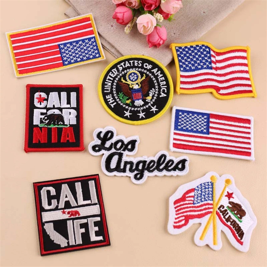 Factory Wholesale Custom Logo Clothing Accessories Flag Badge Embroidered Badges Hong Kong