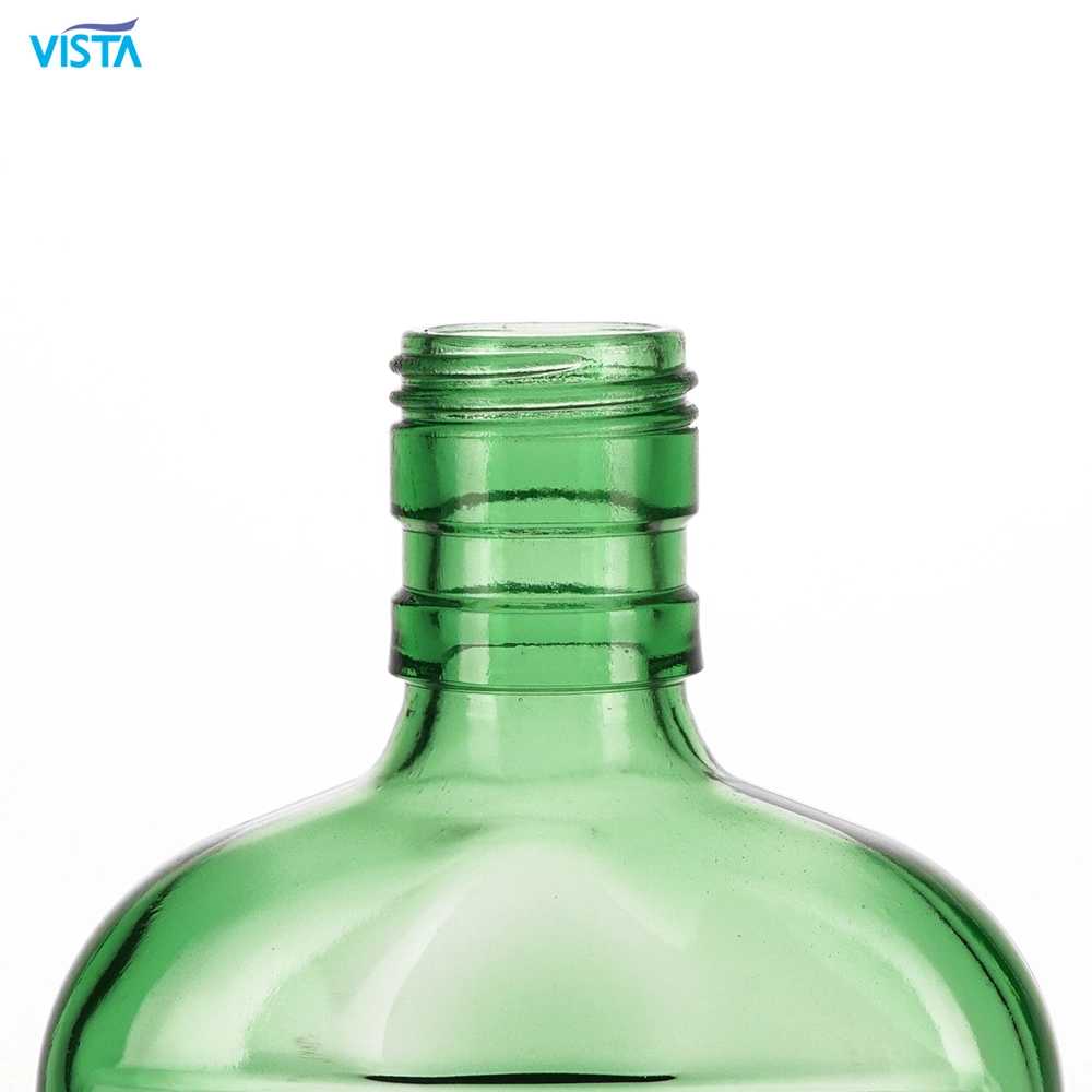 375ml de Vodka frasco verde Botella de vidrio con tapón de rosca