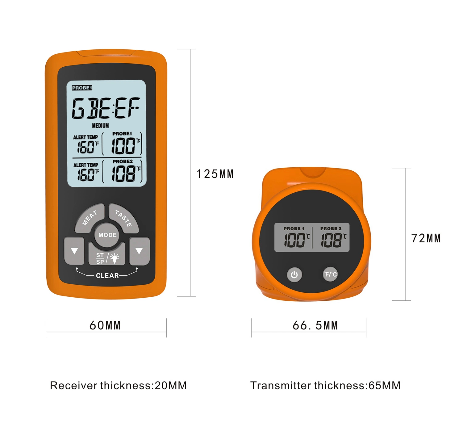 Termómetro de carne digital sem fios de longo alcance LCD Display BBQ Candy Termómetro de cozinha para grelhar