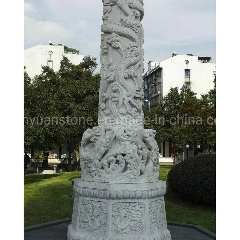 Piedra decorativa al aire libre de columnas y pilares de dragón