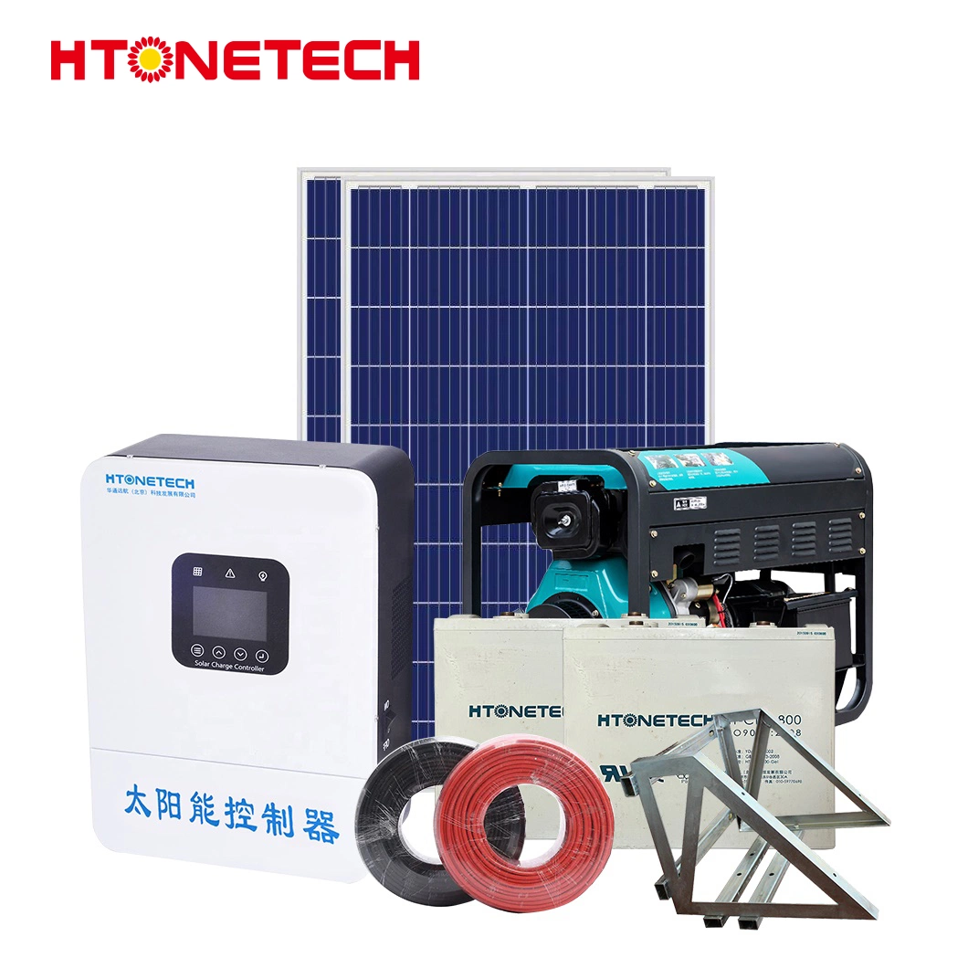 Htonetech Solar Energy Systems off Grid China Solar Panels 750 Watt Monocristaline 30 kW Generador Diesel 6 pulgadas 4HP Solar Sistema de bomba de agua AC DC híbrido