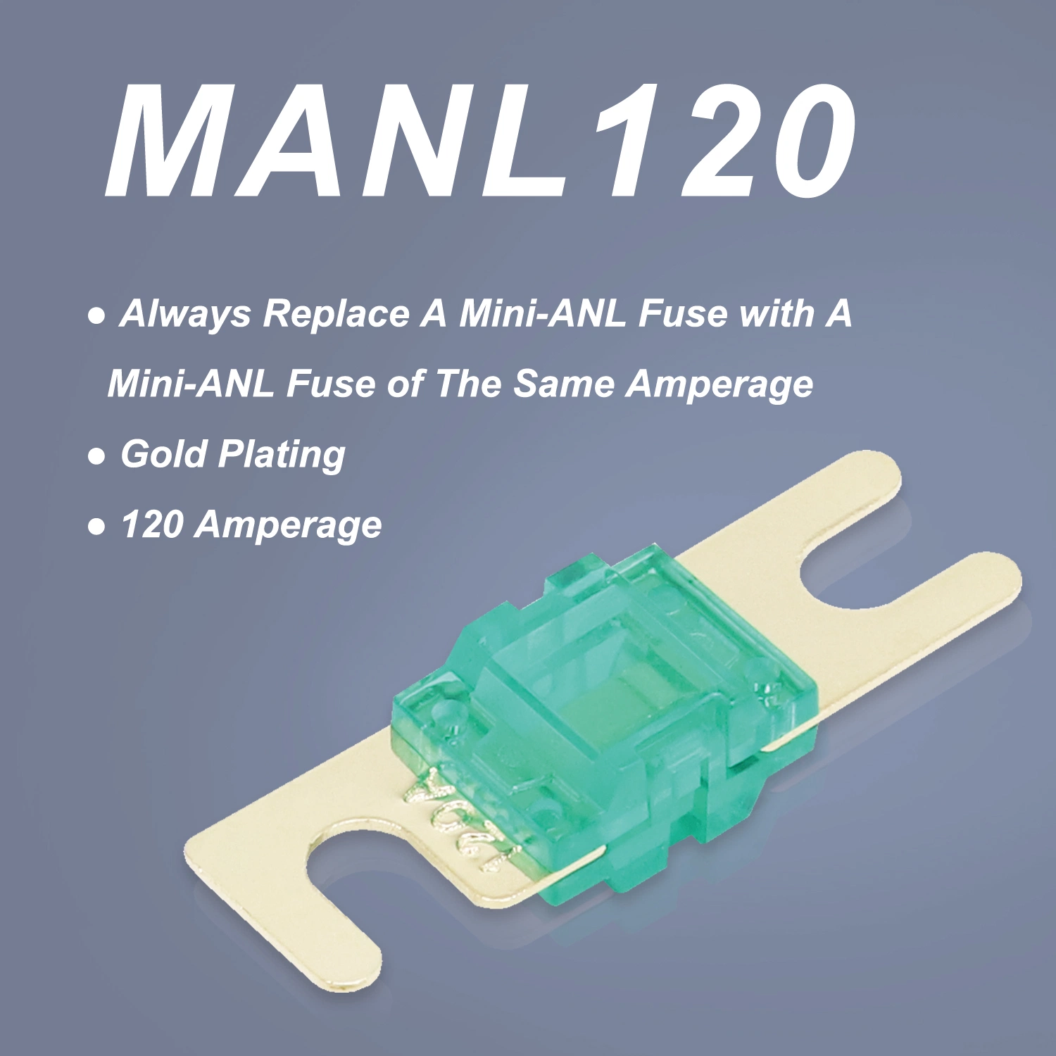 Edge Manl120 Paquete de 10 120 A Mini-Anl fusibles chapado en oro.