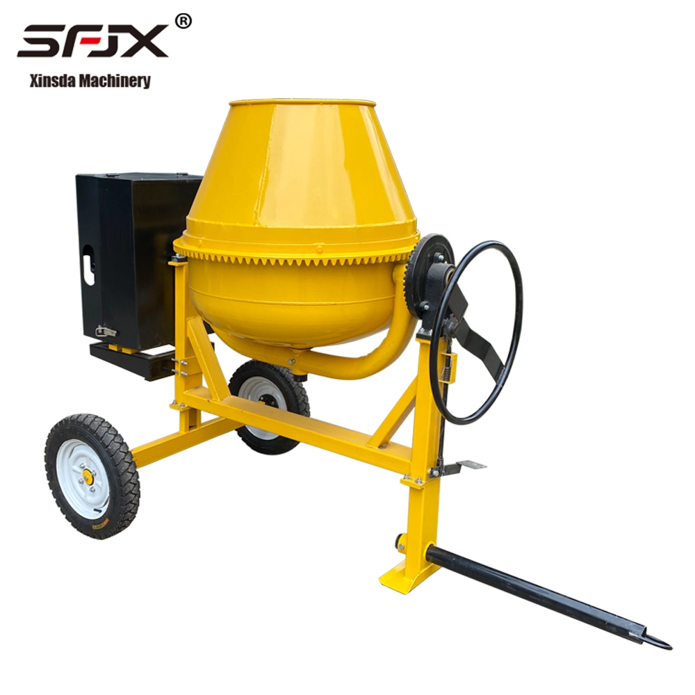 Construction Equipment Small 2 Wheels 400L Movable Petrol Diesel Concrete Mortar Mixer