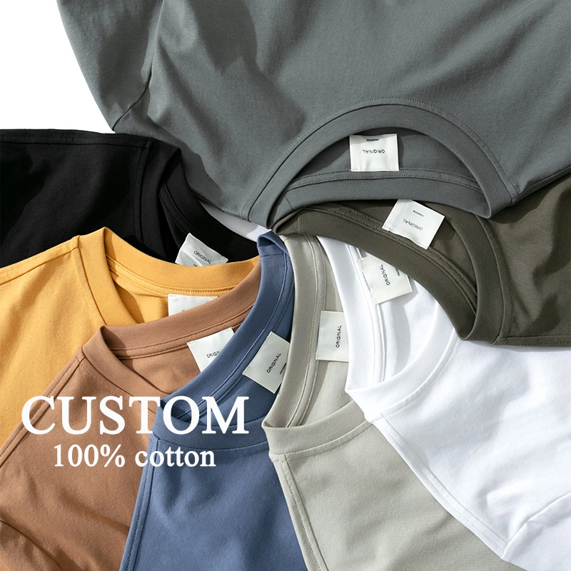 High quality/High cost performance  Custom Tshirt Embroidery Logo Men Apparel Casual Short Sleeve Heavy Cottont-Shirt Man Quick Dry T Shirt