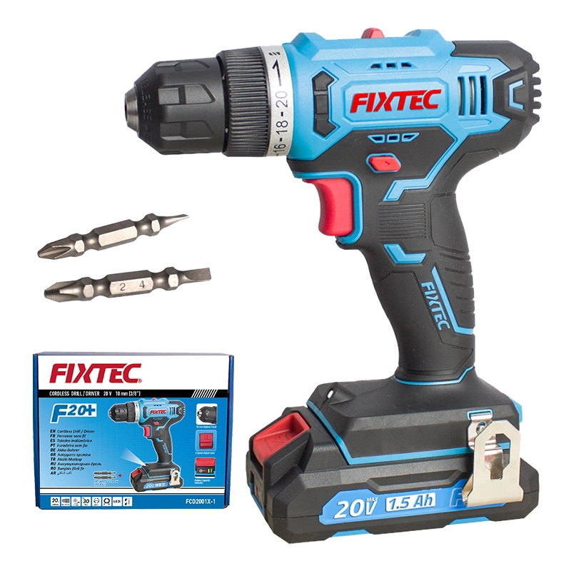 Fixtec 1X1500mAh Li-ion Battery 20V Cordless Drill with LED Working Light