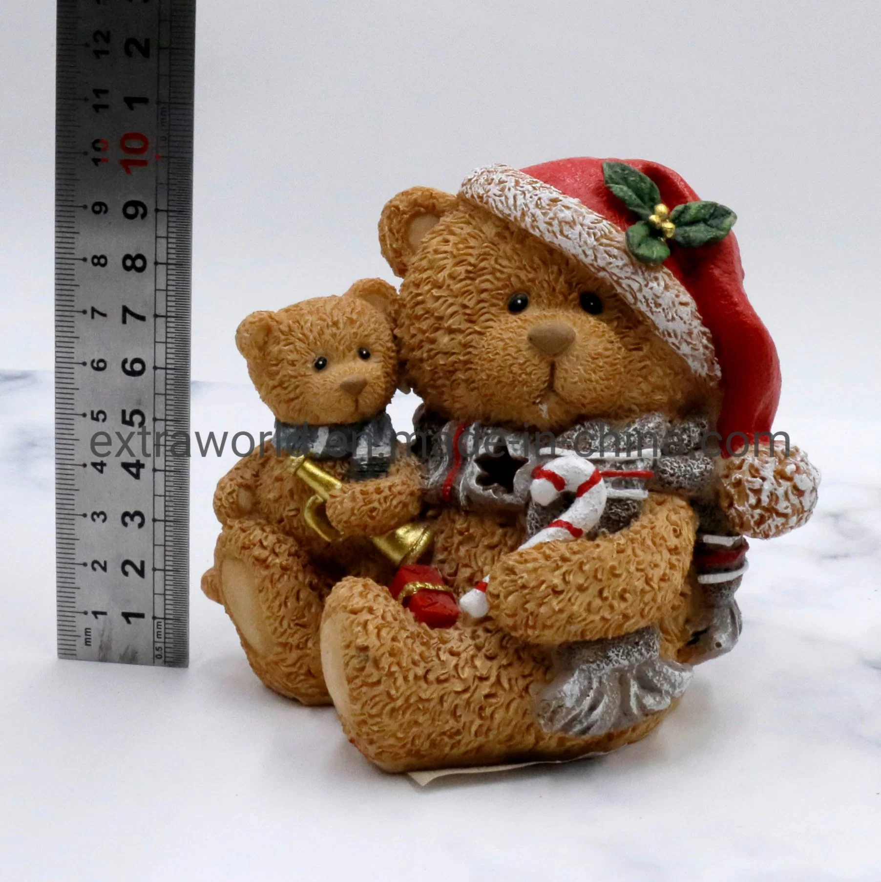 Dia de Natal de Dom Resina grossista Teddy Bear com luz de LED