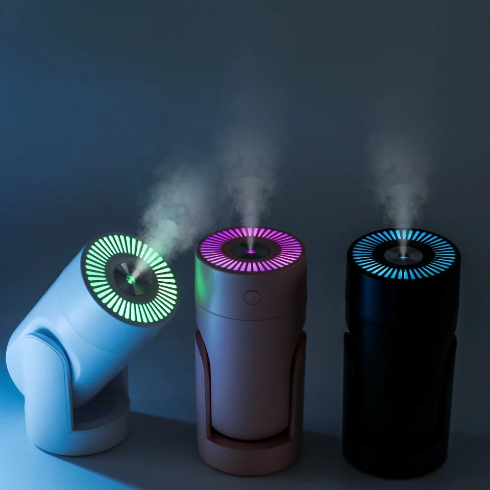 Portable Mini Ultrasonic Colorful LED Light Shaking Head Air Humidifier