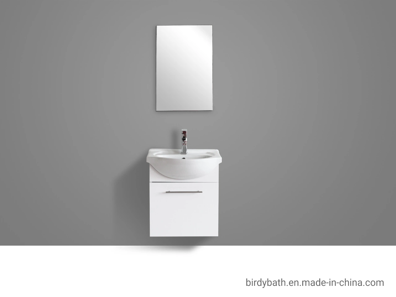 Gloss White Wall Hung Bathroom Cabinet with Mirror and Basin