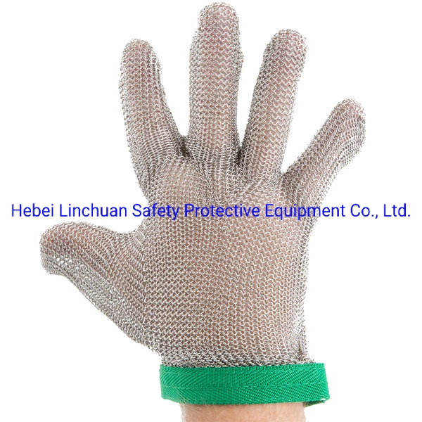 Stainless Steel Cut Resistant Glove with Nylon Strap/5 Finger Metal Mesh Glove Wrist Length Cut Resistant and Cut Puncture Hand Safe Glove Good Protection