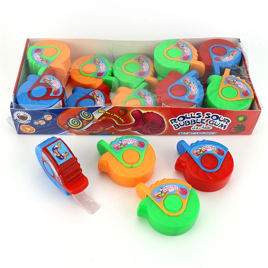 Roll Sour Bubble Gum Candy in Puller Toy