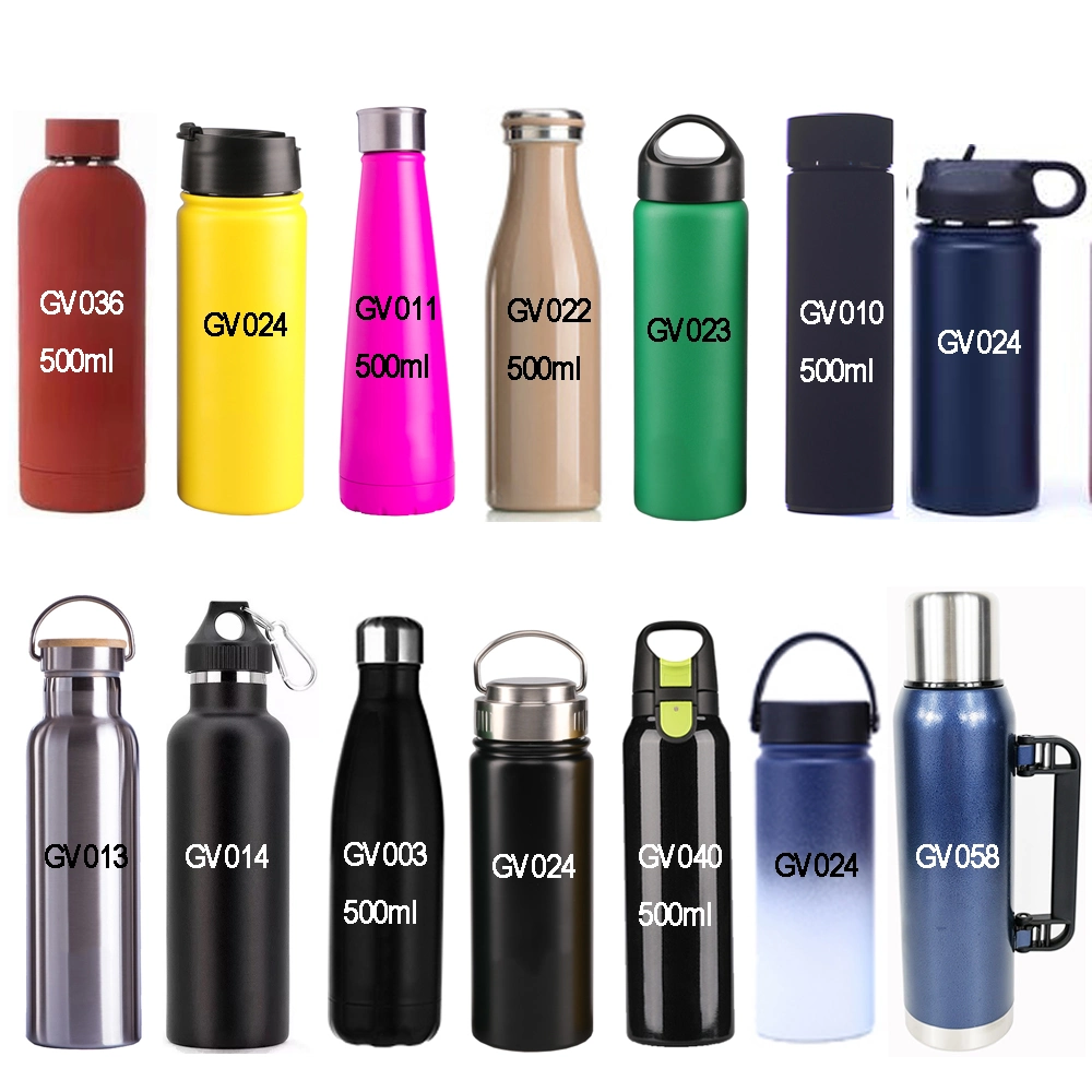 Gv013 Wholesale 500ml 600ml 750ml Custom Logo Stocked Sports Insulated Stainless Steel Water Bottles with Bamboo Lid Double Walled