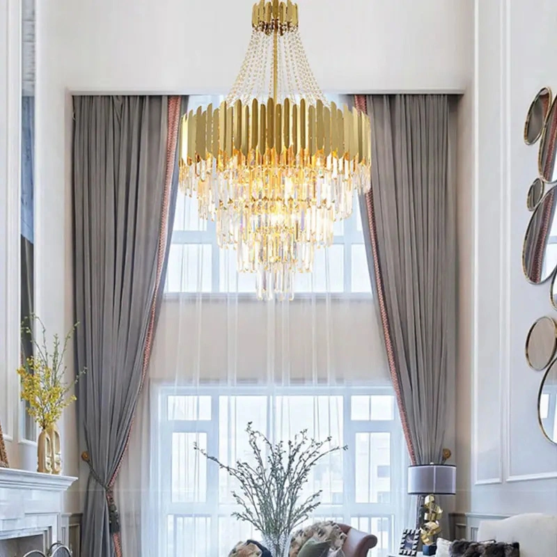 Luxury Crystal Iron Hanging Chandelier LED Pendant Light