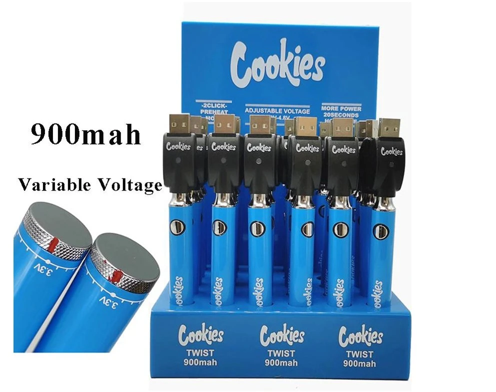Rechargeable Voltage Adjustable Cookies Twist Vape Pen Slim Battery