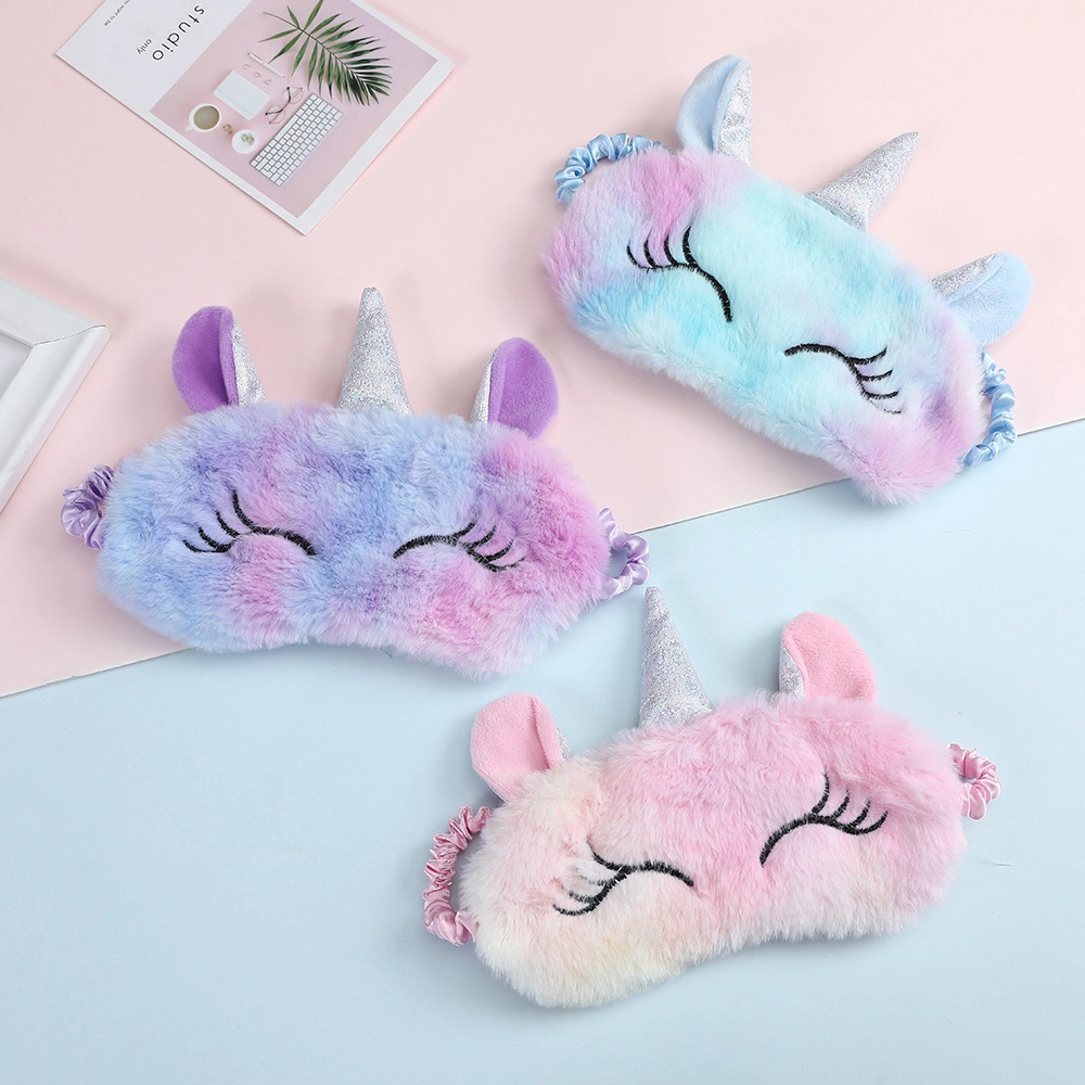 Unicorn nouveau couvercle de shader en peluche mignon Unicorn Girl Cartoon étudiant colorés femelle Eye Mask de sommeil