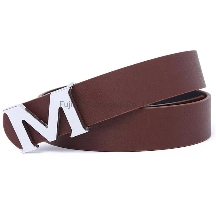 Custom Genuine Leather Belt Men Cowhide Leather PU Belt Designer Unisex M Letters Buckle Belt