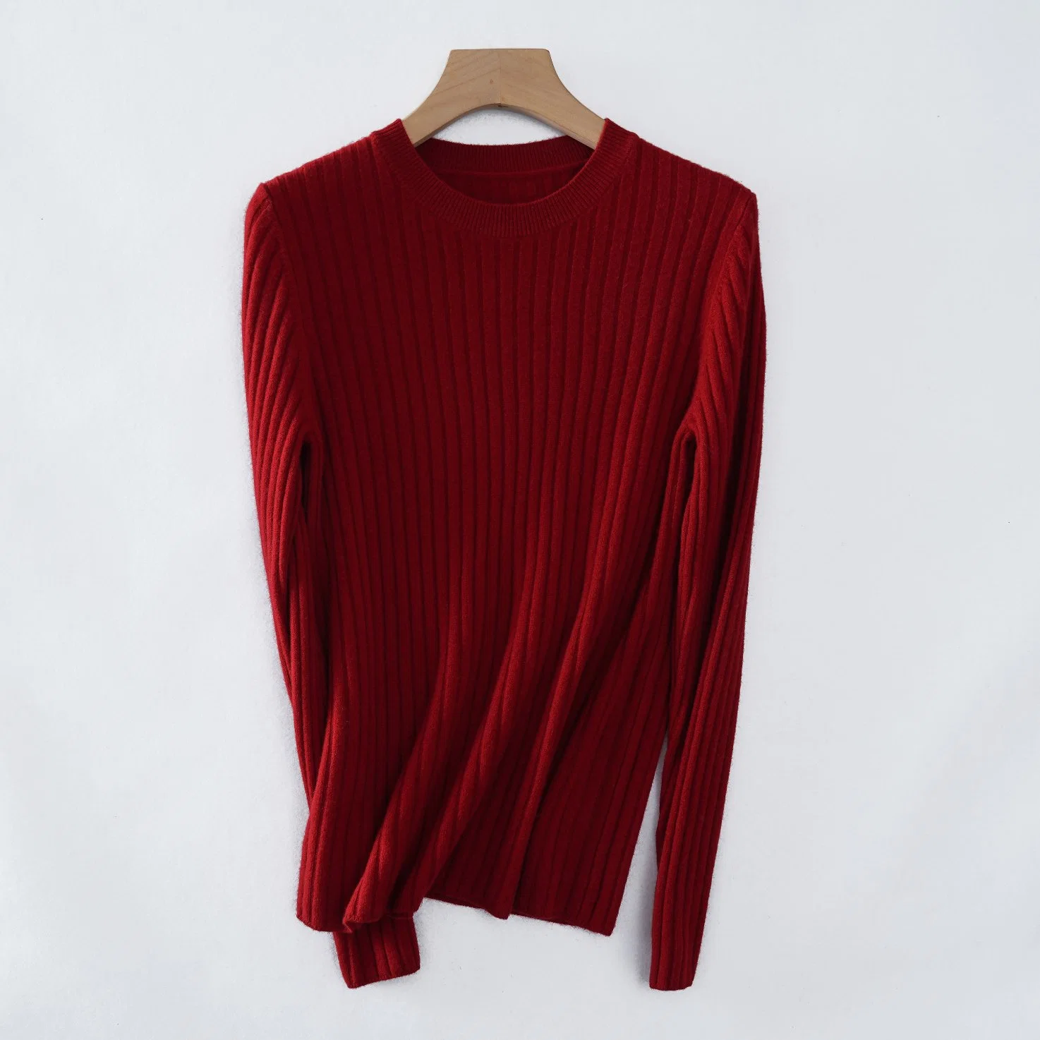 New Arrival Women's Timeless 6*3 Ribbed Knitted Merino Wool Cashmere Round Neck Pullover Sweater