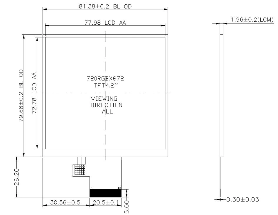 4.2'' Full Viewing Angle 720X672p LCD Module with IPS Screen for Handheld Data Collector