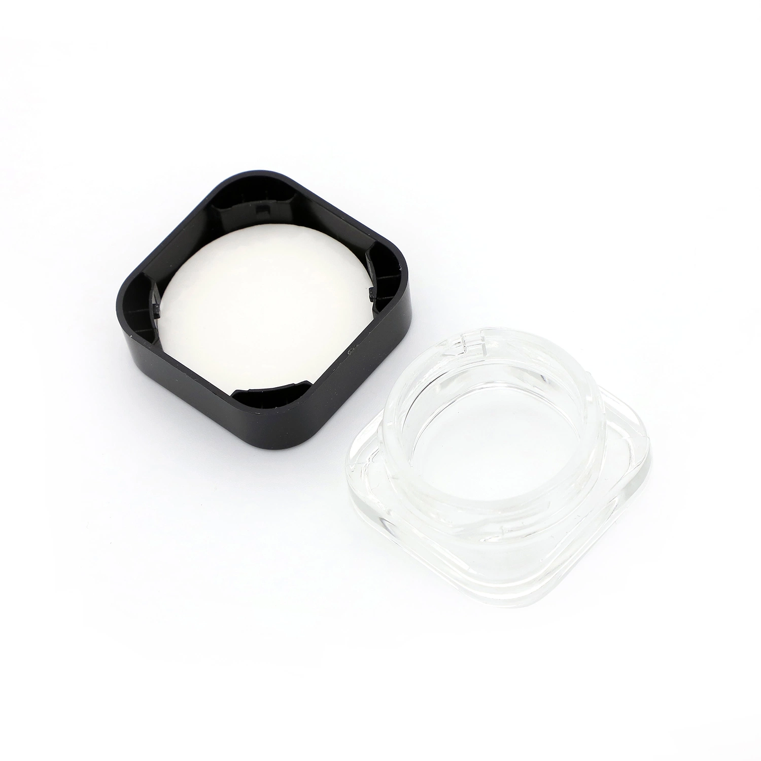 5ml Child Resistantqube Clear Glass Concentrate Jar with Black Cap