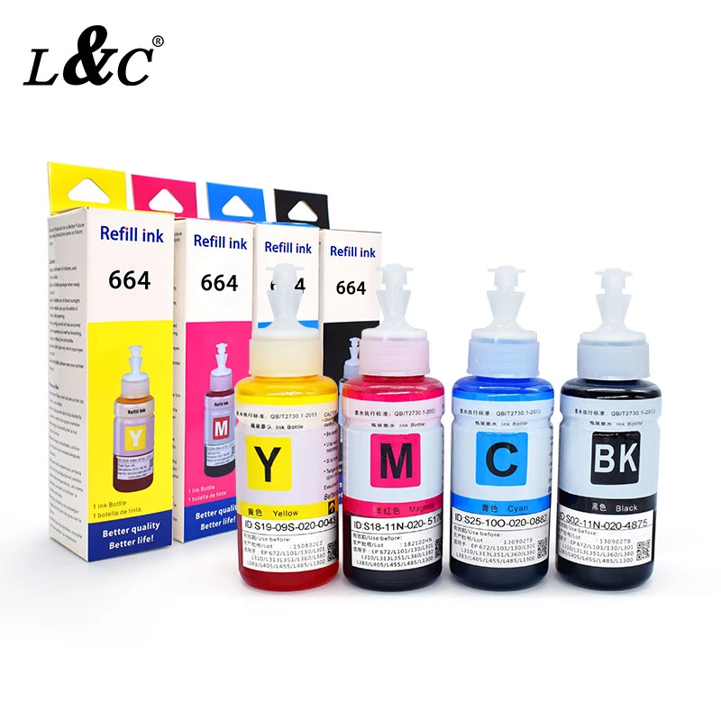 High Quality T664 664 Ecotank Refill Dye Ink Printer Ink Tank Compatible for Epson Inkjet Printer L200/L211/L301/L211/L351/L353