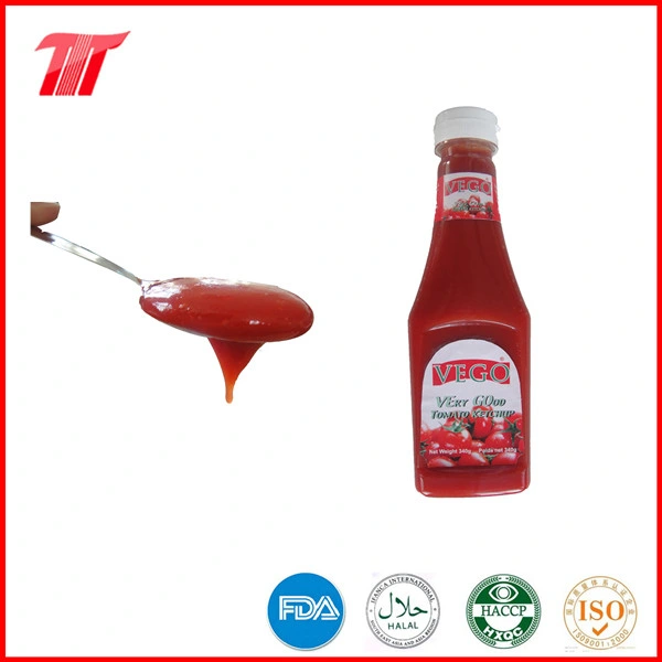 22-24 % Tomato Ketchup 340g Tomato Ketchup en bouteille en plastique