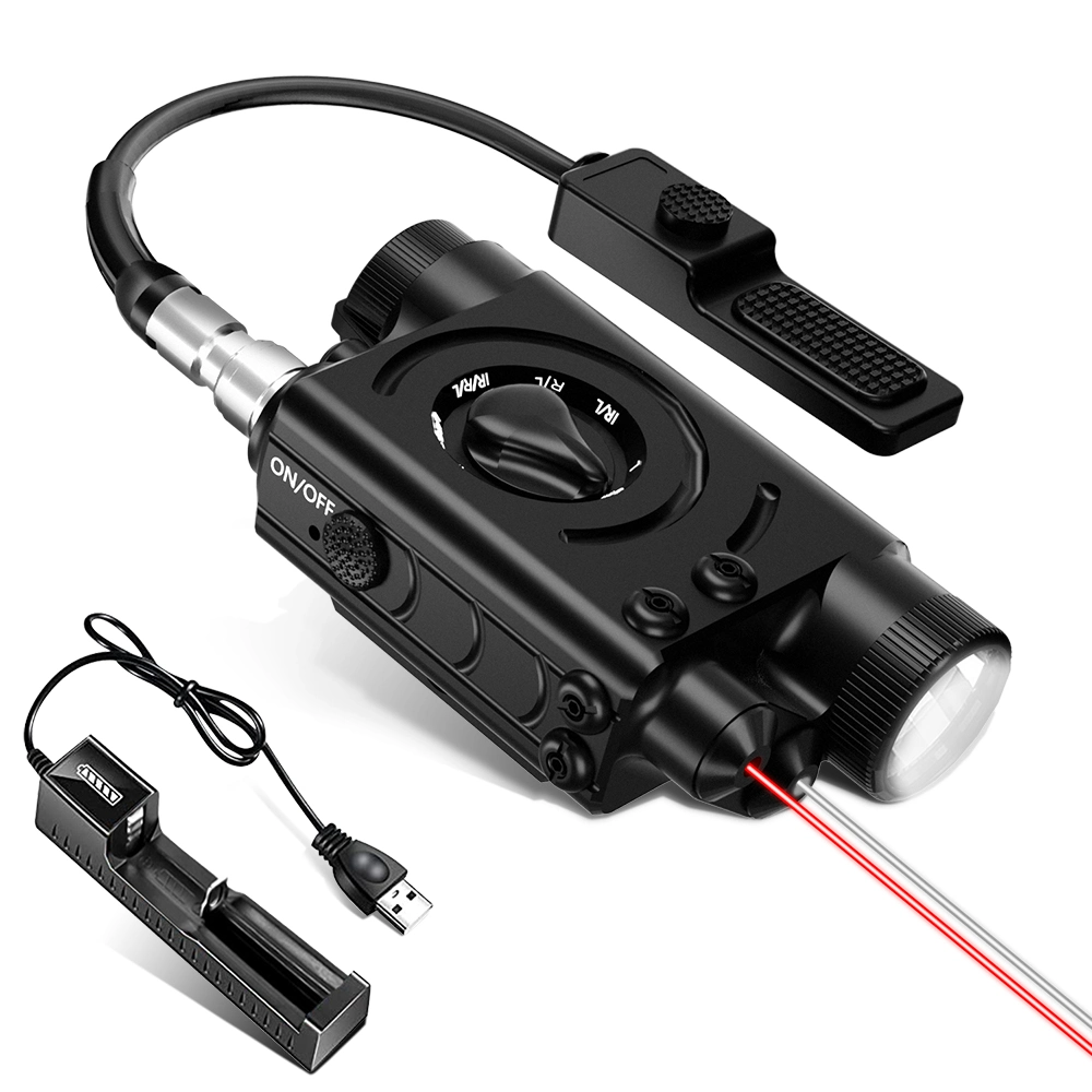 Red IR Laser Sight Tatcial Flashlight Combo Rechargeable Dual Hunting Laser Scope Flashlight for Gun Equipments