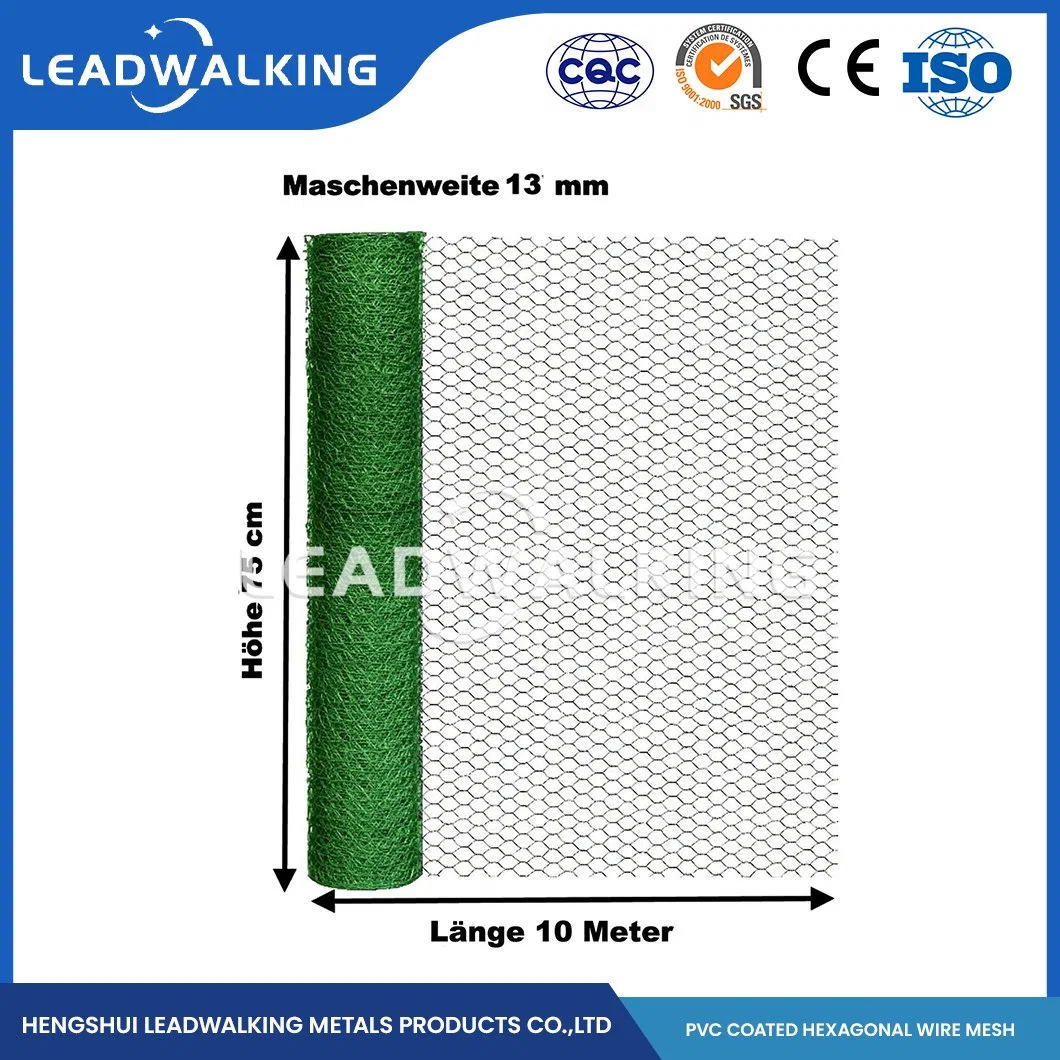 Leadwalking PVC material de alambre tejido de PVC recubierto de PVC malla de alambre Fábrica China malla de 1/2 pulgadas DIP Red hexagonal