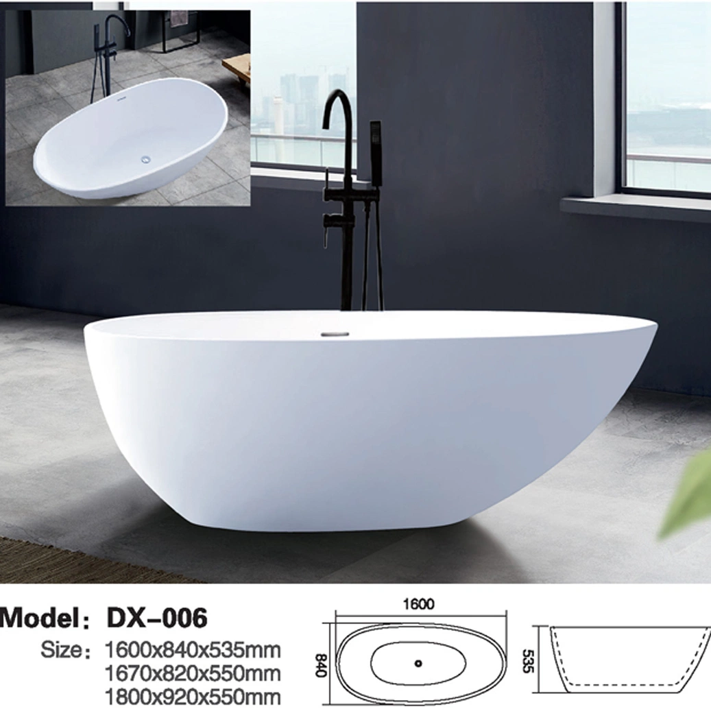 Pipe Free Massage Freestanding Acrylic Bathtub Whirlpool Tub Dx6037