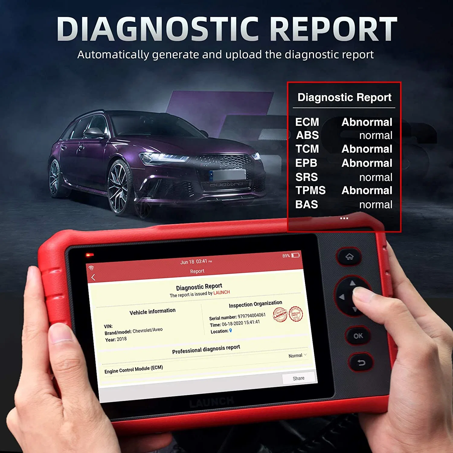 Launch OBD2 Scanner Crp909X Full System Scan Tool, 26 Reset Services Car Diagnostic Tool