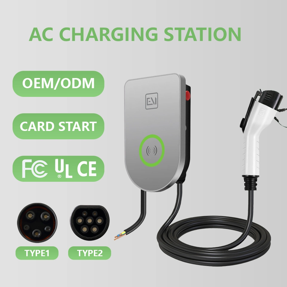 AC Fast Charging Card Swipe to Start Glass Panel Electric Car Charger EV Charging Station