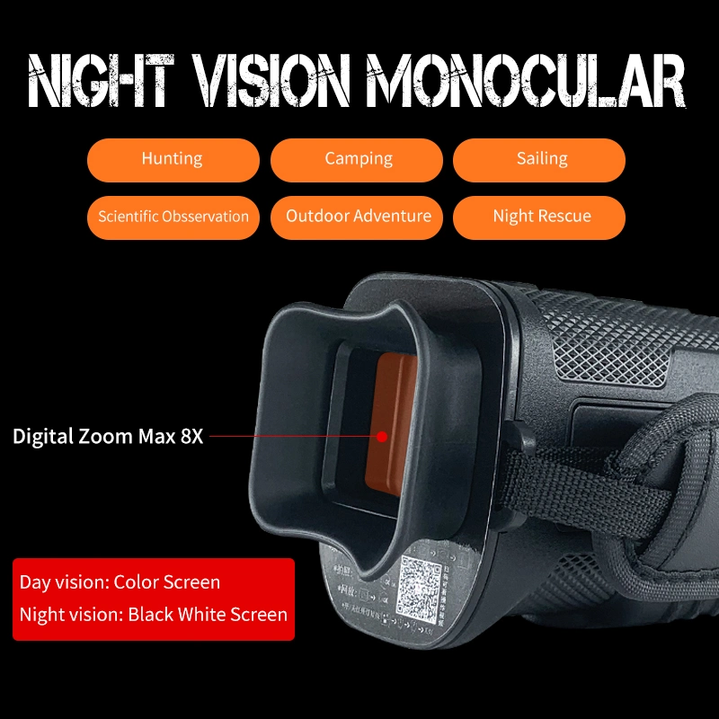 Instrumentos digitais de Caça à noite Zoom digital por infravermelhos 8X Night Vision Telescópio monocular