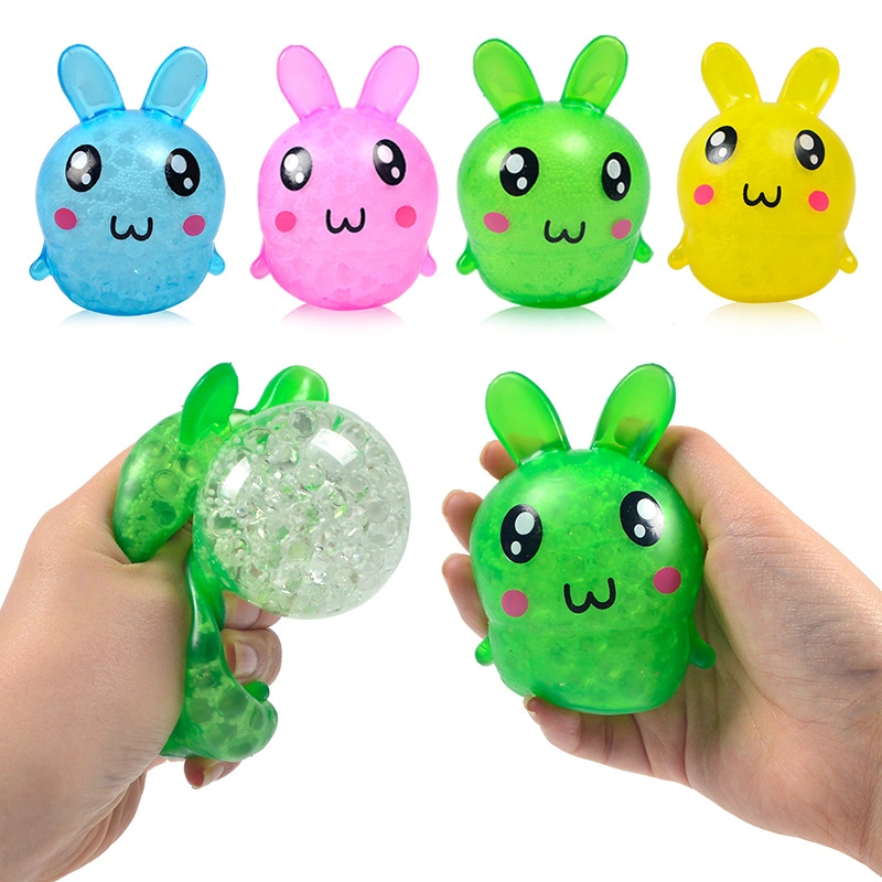 Easter Cute TPR Water Bead Squeeze Rabbit Toys Squishy Bunny Soft Stress Ball for Kids