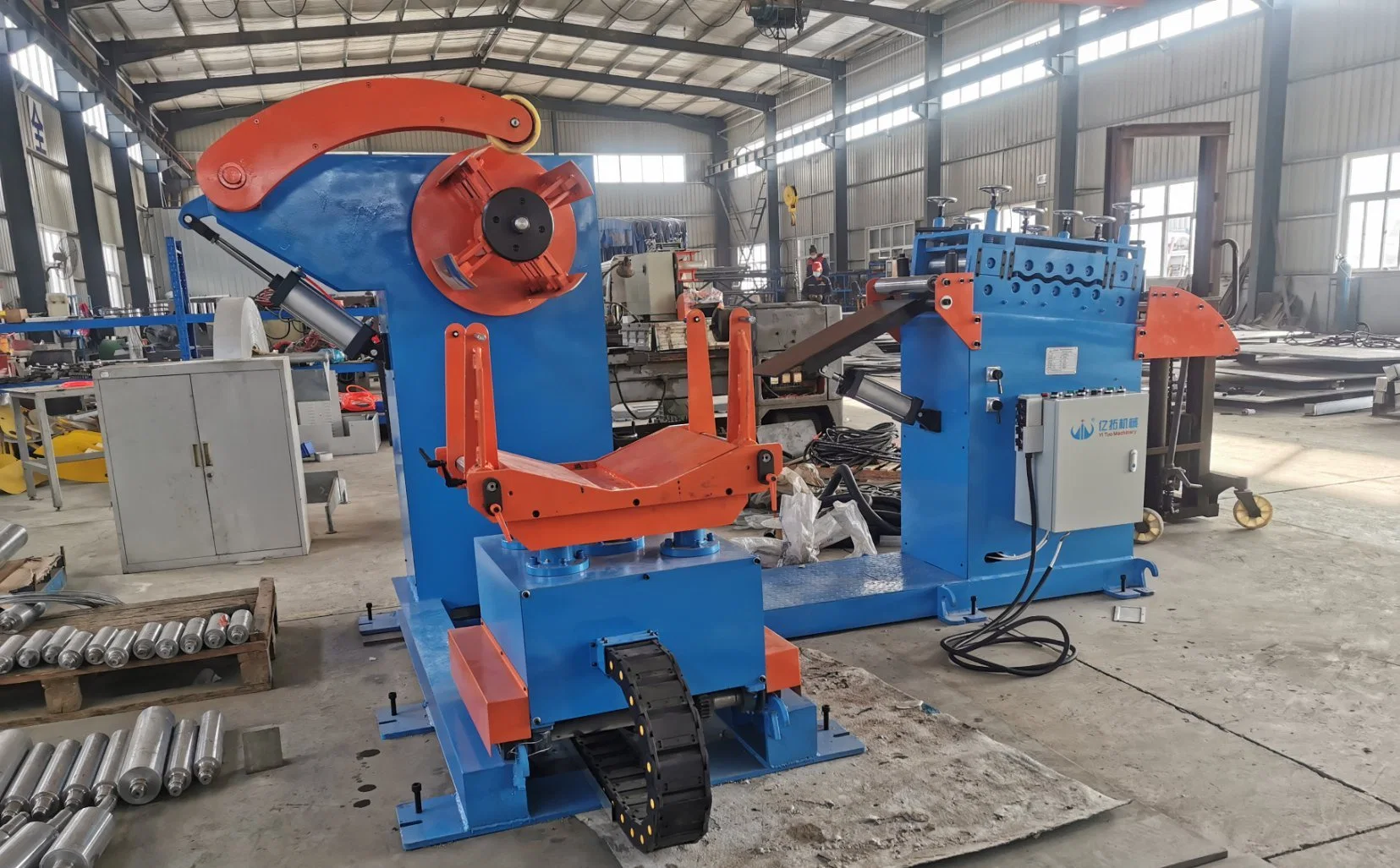 2 in 1 Decoiler with Straightener Machine for Metal Steel Plate Straightening Steel Coil Straightener with Decoiler Sheet Uncoiling and Leveling Machine