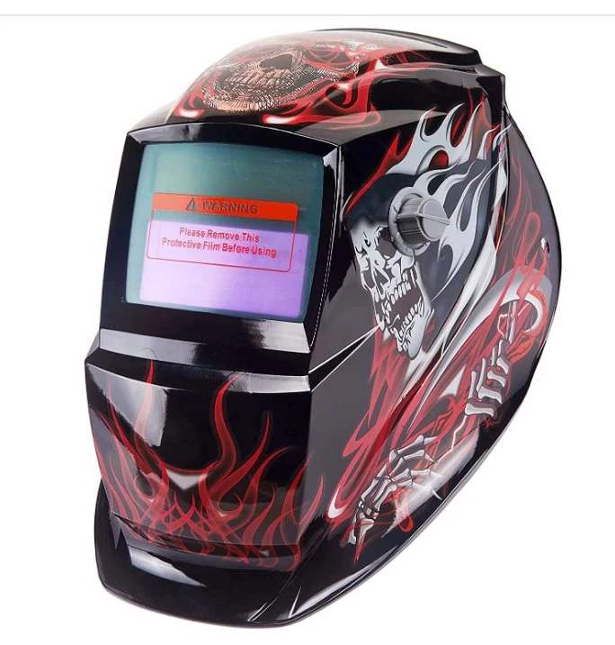 Solar Power Auto Darkening Welding Helmet Wide Viewing Field Welder Hood for MIG TIG Arc Cap Mask (Ghost of death)