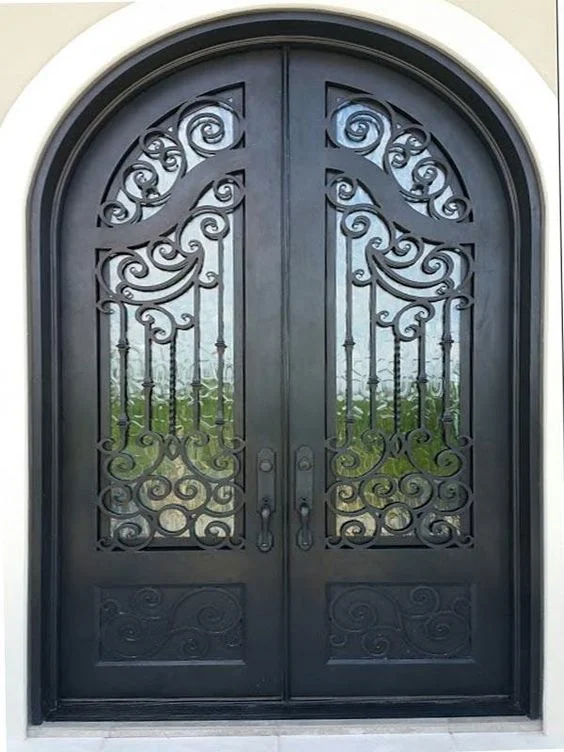 Wrought Iron Glass Door for House