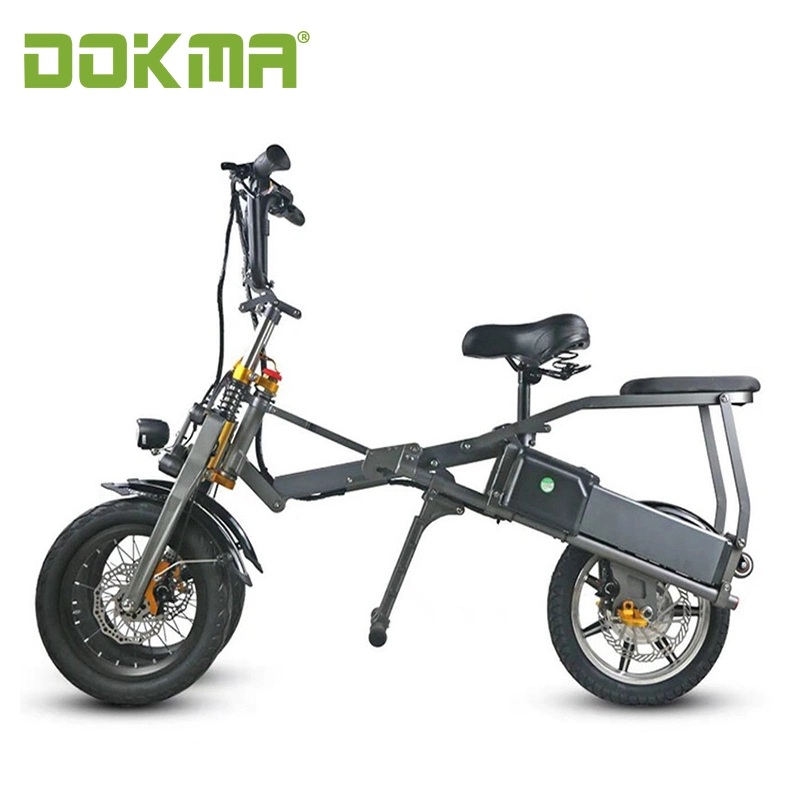 Dokma Foldable Mini Dirt 3-Wheels Bws E-Bikes 48V 500watt Double Battery Electric Bike Dual Suspension E-Bikes Foldable E-Scooter Women Electric Bike with Seat