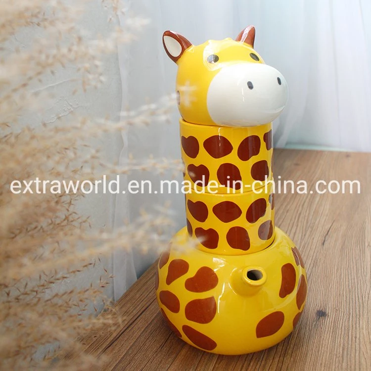 Promoção de design encantador Home Restaurante Drinkware Giraffe teapot set with Copos de chá