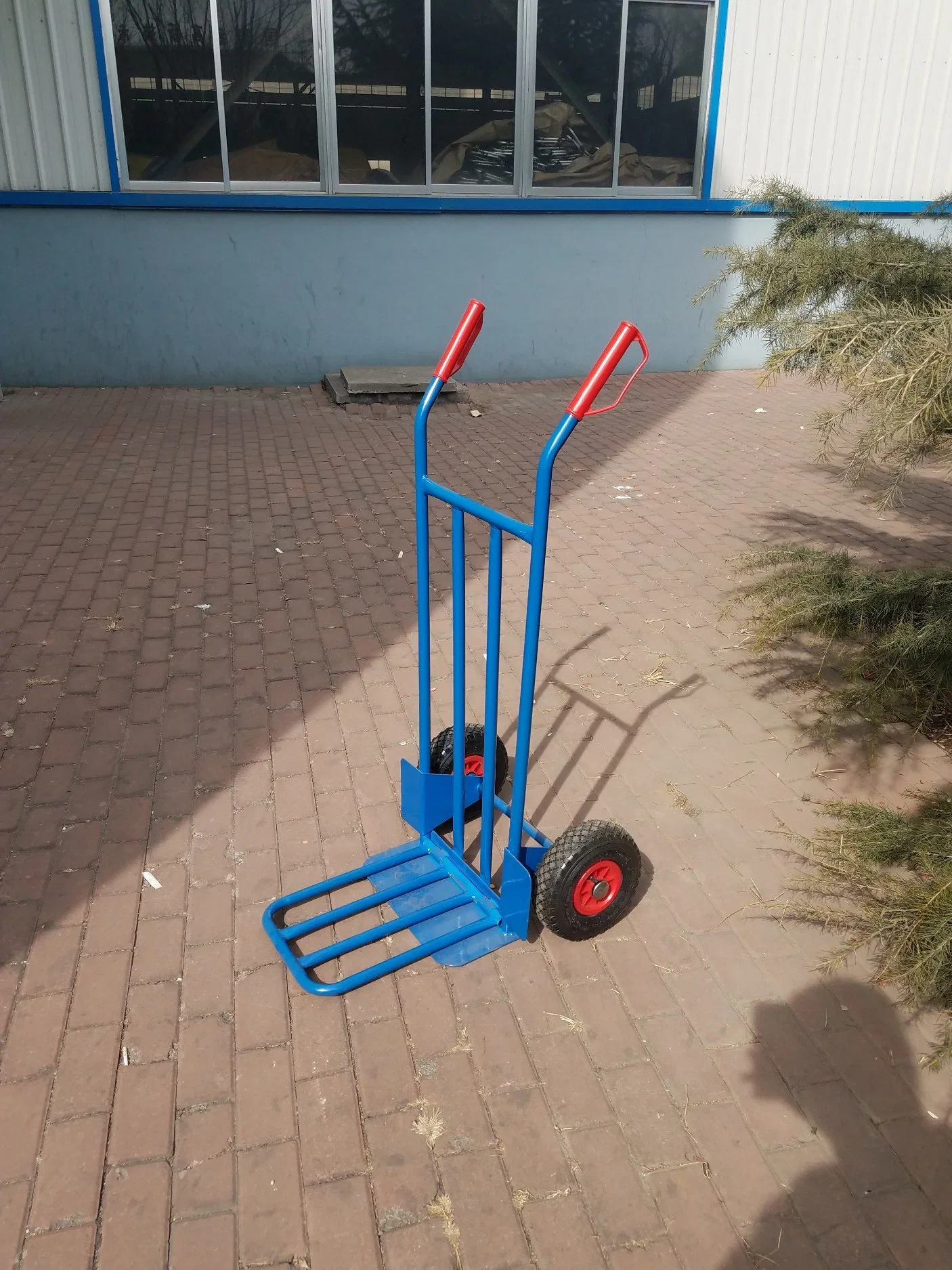 Folding Blue Pneumatic Au Platform Hand Trolley