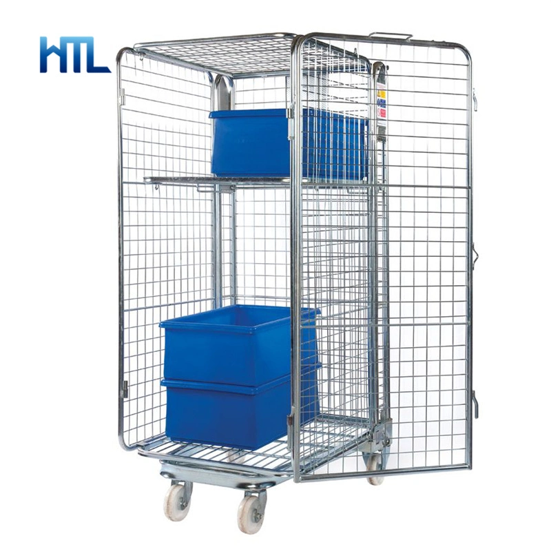 High quality/High cost performance  Supermarket Wire Mesh Foldable Roll Trolley for Sale