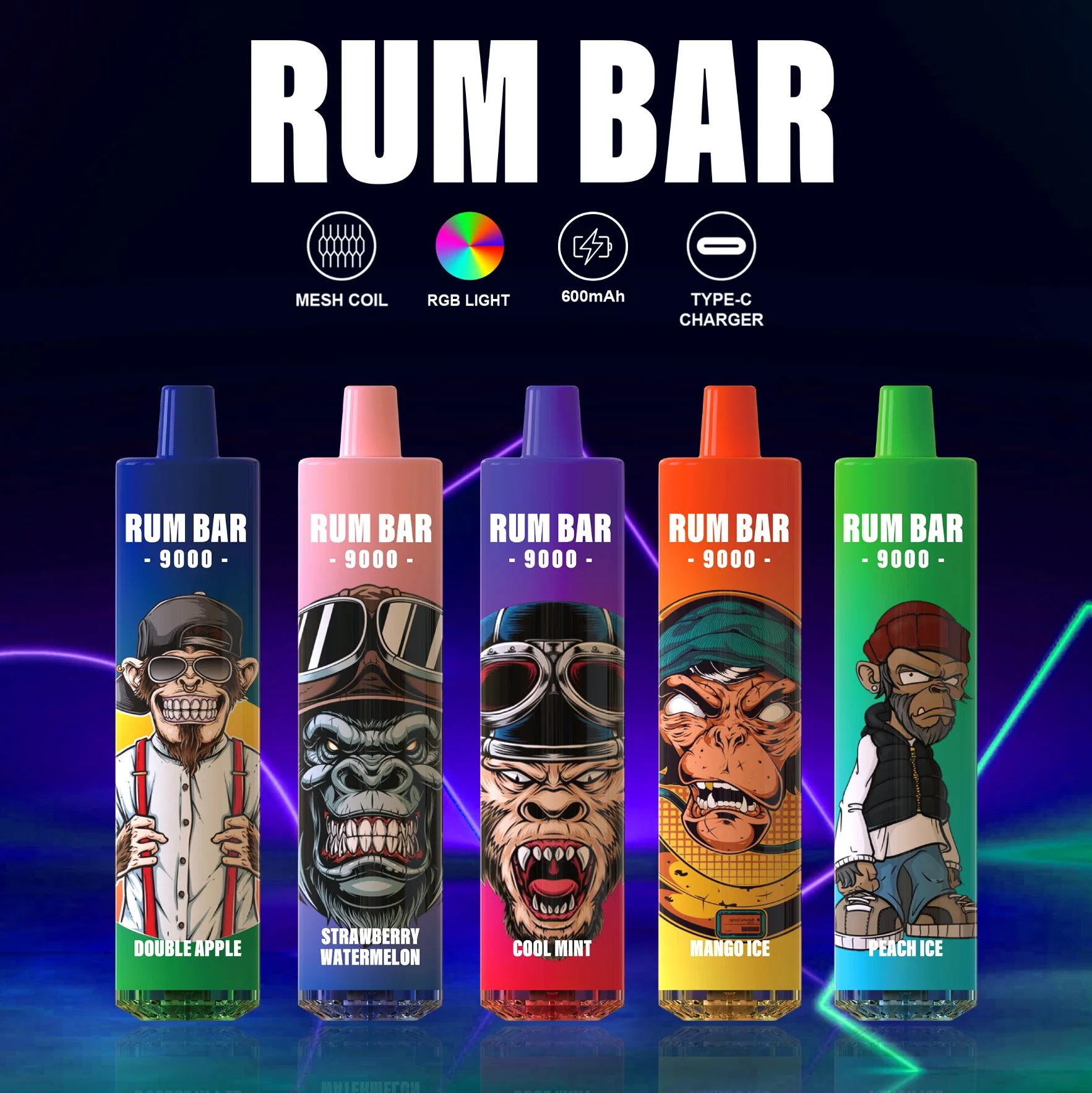 Randm 9000 inhalaciones Rum Bar Vape Pod Pre-Filled desechable cigarrillo E 9K Puffbar Wholesale/Suppliers Alibaba Puff Distribuidores