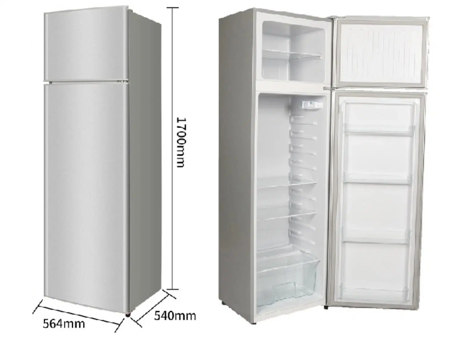 Home Use Household Electric 280L Double Door Refrigerator with Fresh Food Freezer