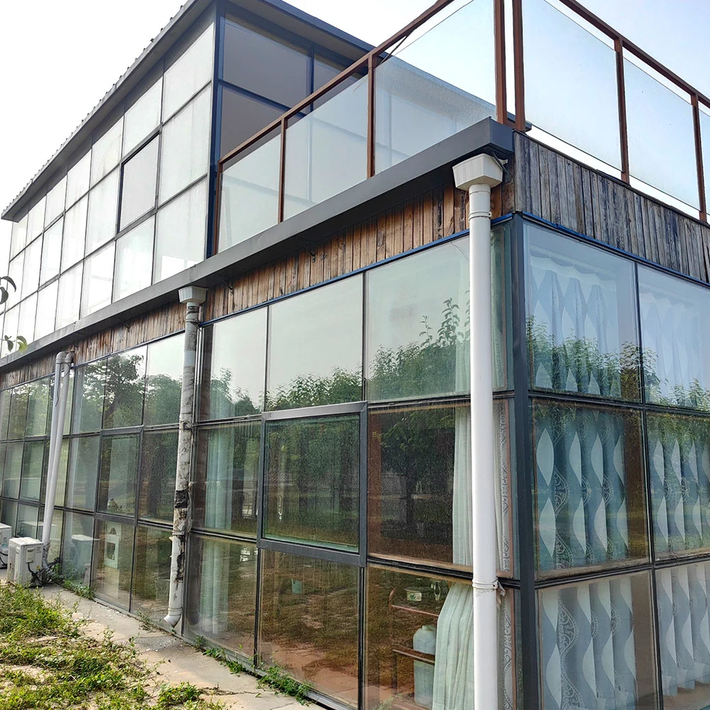 Agriculture Multi Span-Glass Film Greenhouse for Vegetable Flower with Hydroponics/Cooling/Ventilation System Fan